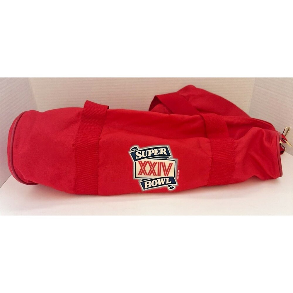 Vintage 1990 Super Bowl XXIV Red Nylon Duffle Bag New Orleans NFL